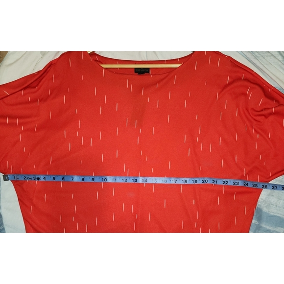 NWT Worthington Women's Top Long Batwing Sleeves Fiery Red Bespeckled Size XL - Picture 9 of 11